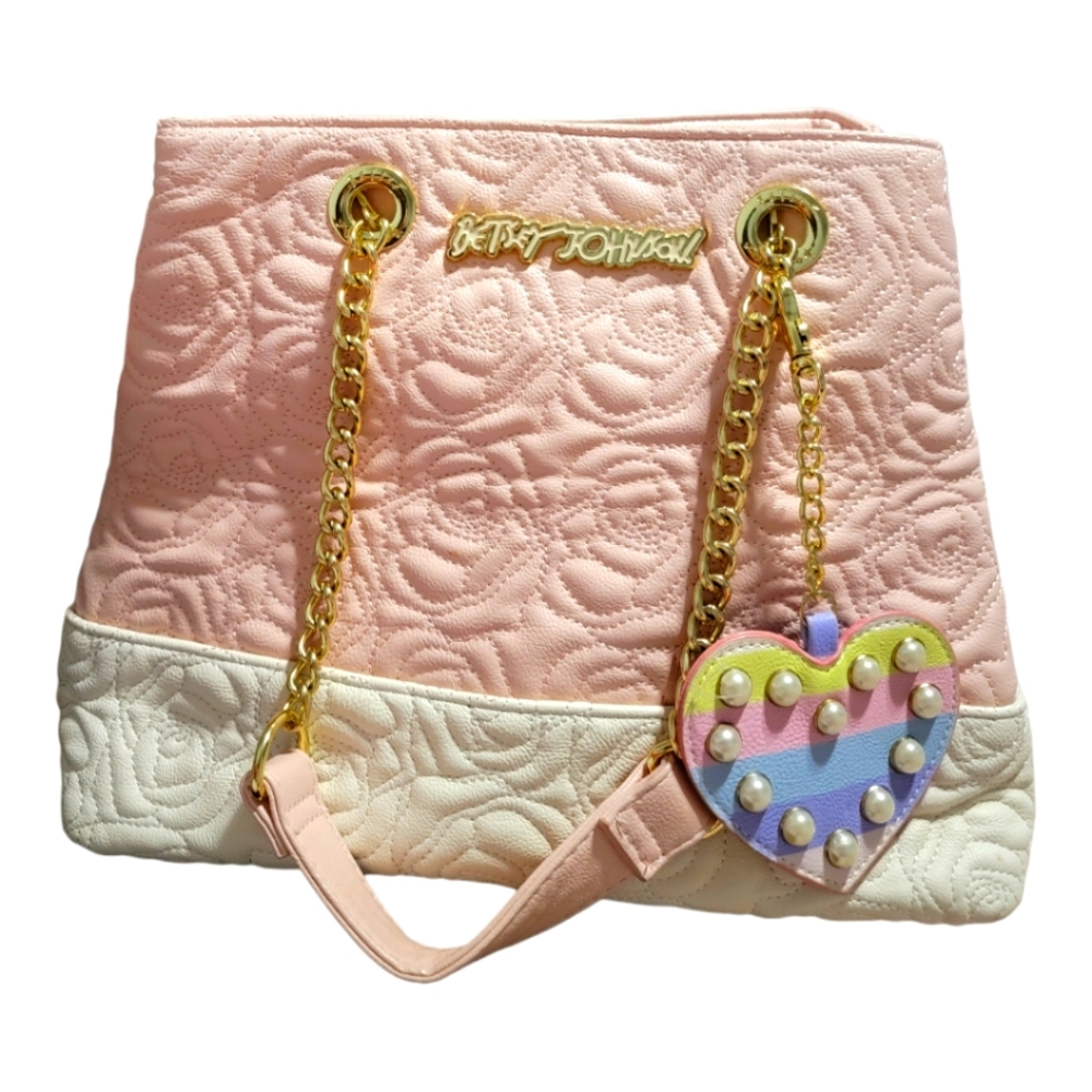 Betsey Johnson Pink and Cream Shoulder Bag
